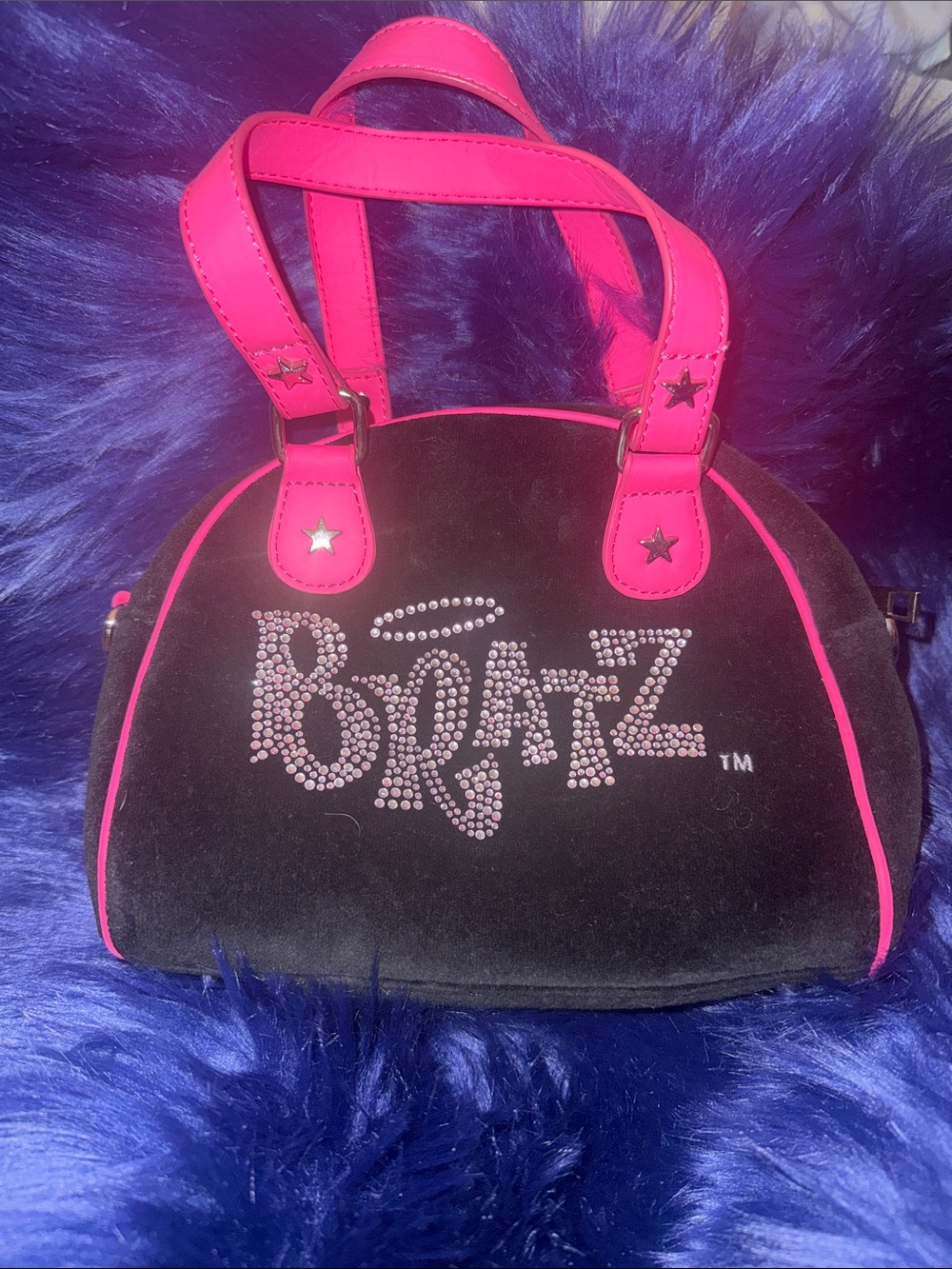 BRATZ Angel *Black & Hot Pink Velour Mini Satchel Bag*ExcellentCondition